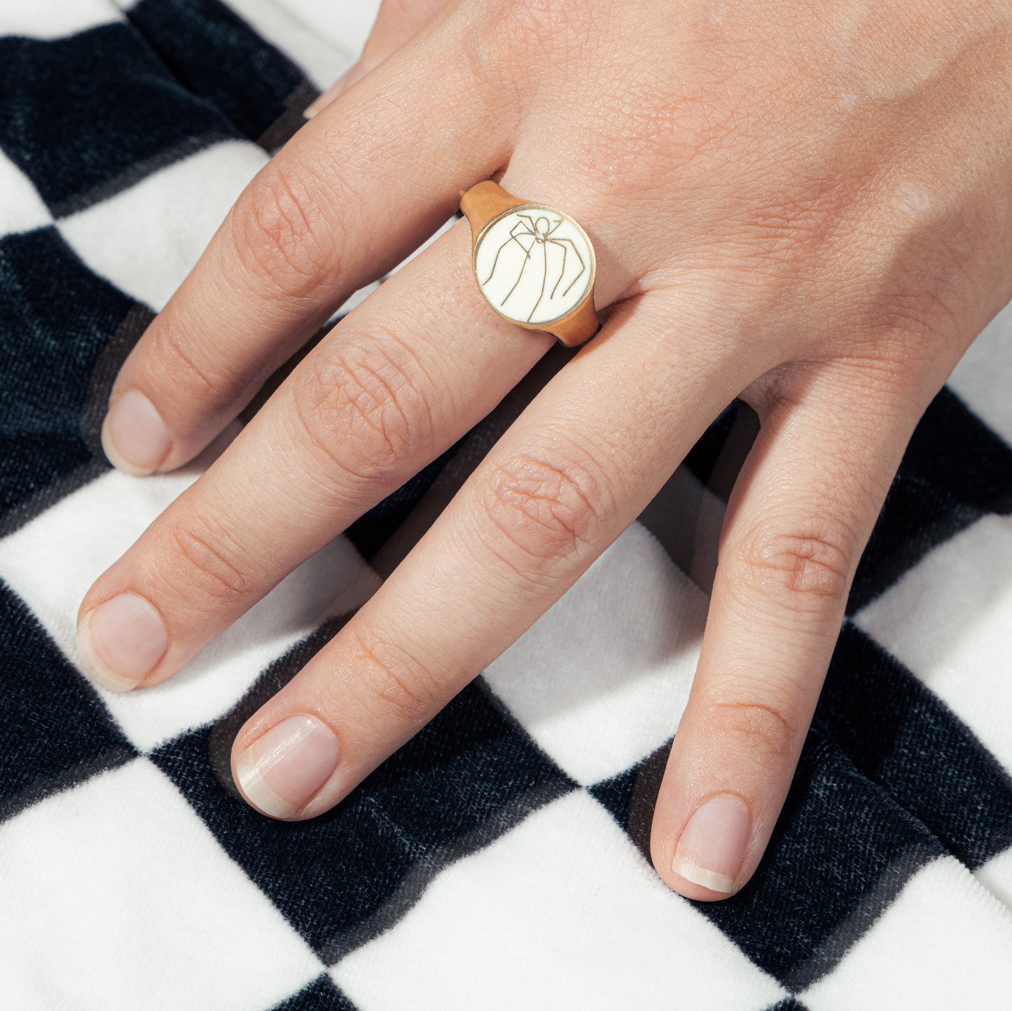 SPIDER RING GOLD VERMEIL WHITE